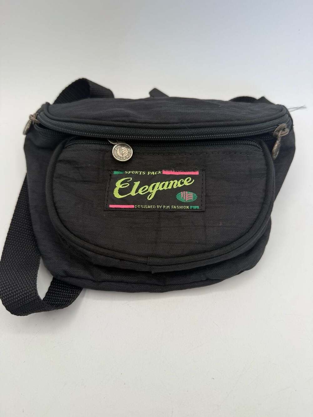 Vintage Elegance P.M. Fashion Sports Pack Black Nylon Fanny Pack